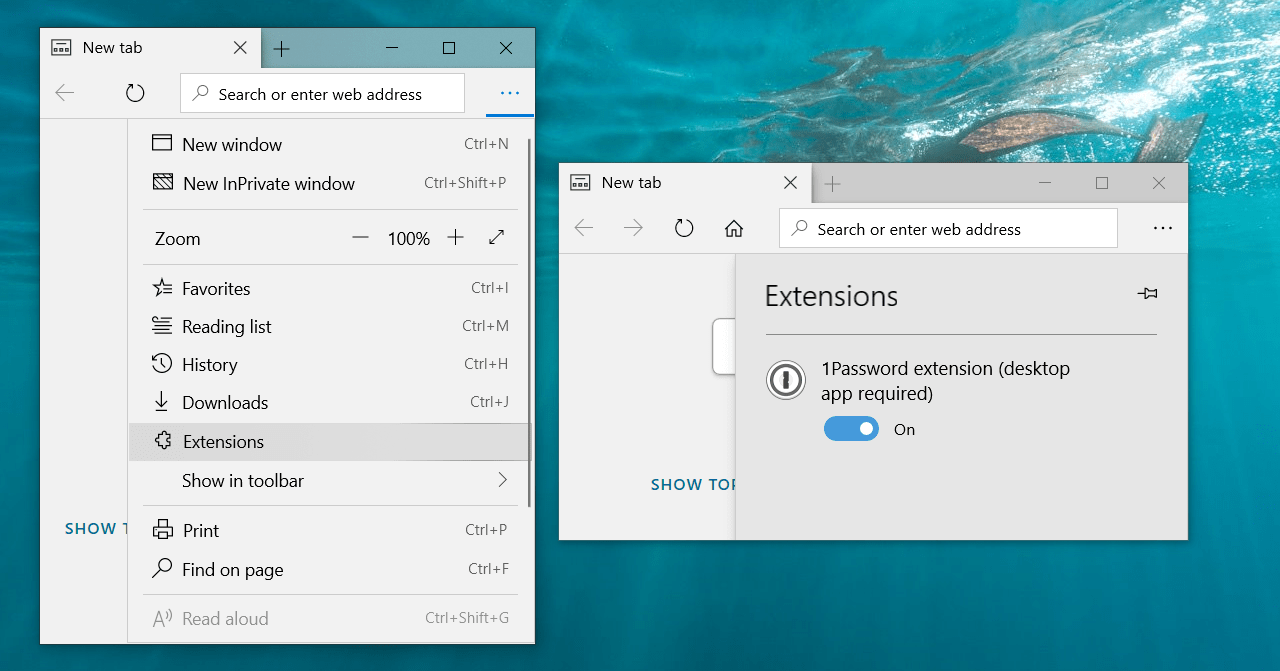 1password mac edge extension